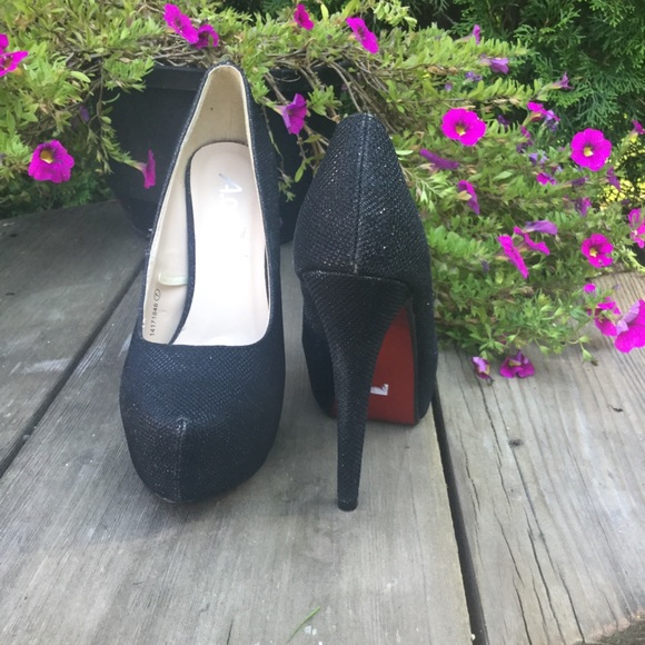 A.CO Black Sparkly stiletto Heels Shoes Size 7 - Picture 4 of 12